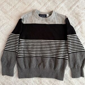 Children’s Place Boys Gray & Black Striped Knit Sweater Size 4